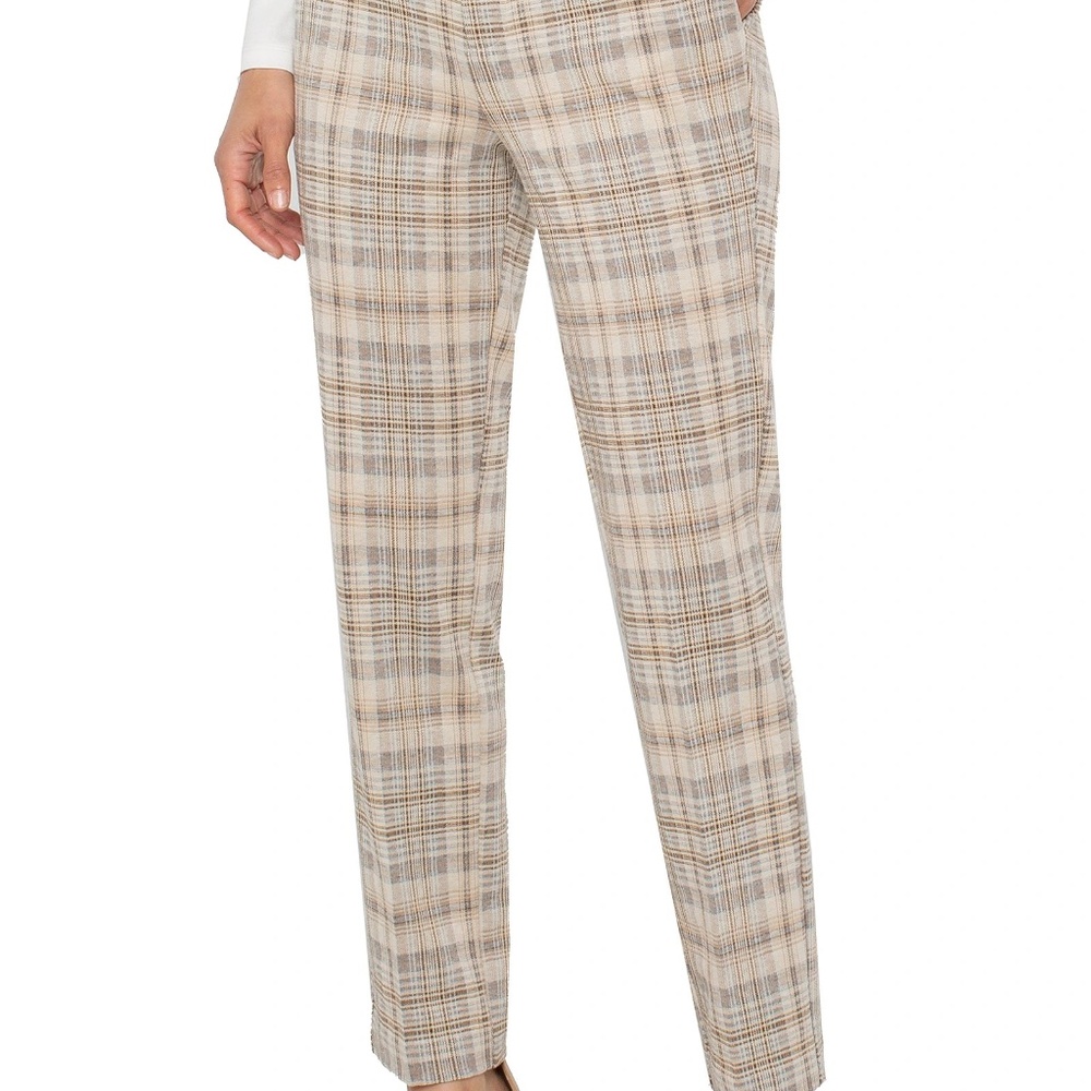 LIVERPOOL HI-RISE KELSEY TROUSER Size 1414 / KHAKI CREAM PLAID